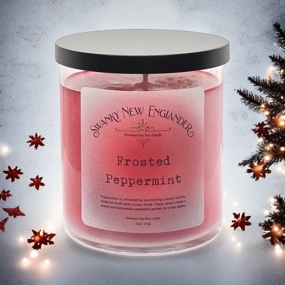 Frosted Peppermint | Holiday Glass Tumbler Jar